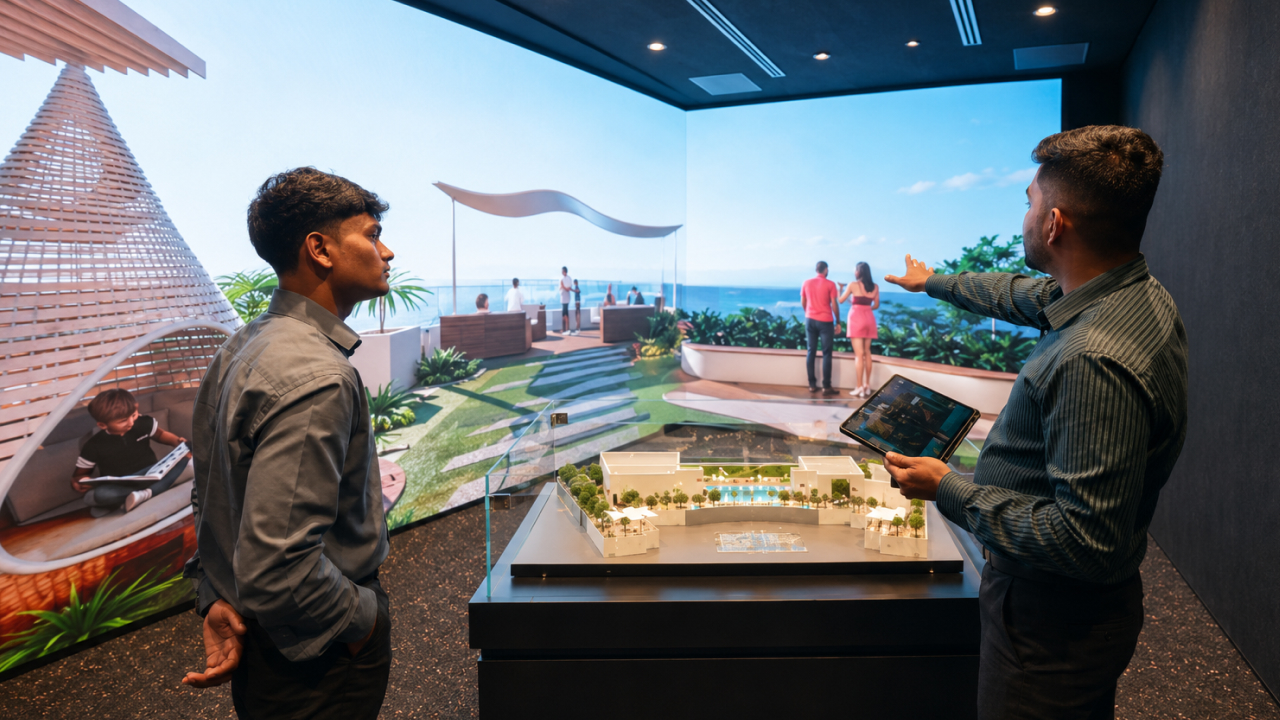 architectural presentation with terrace view